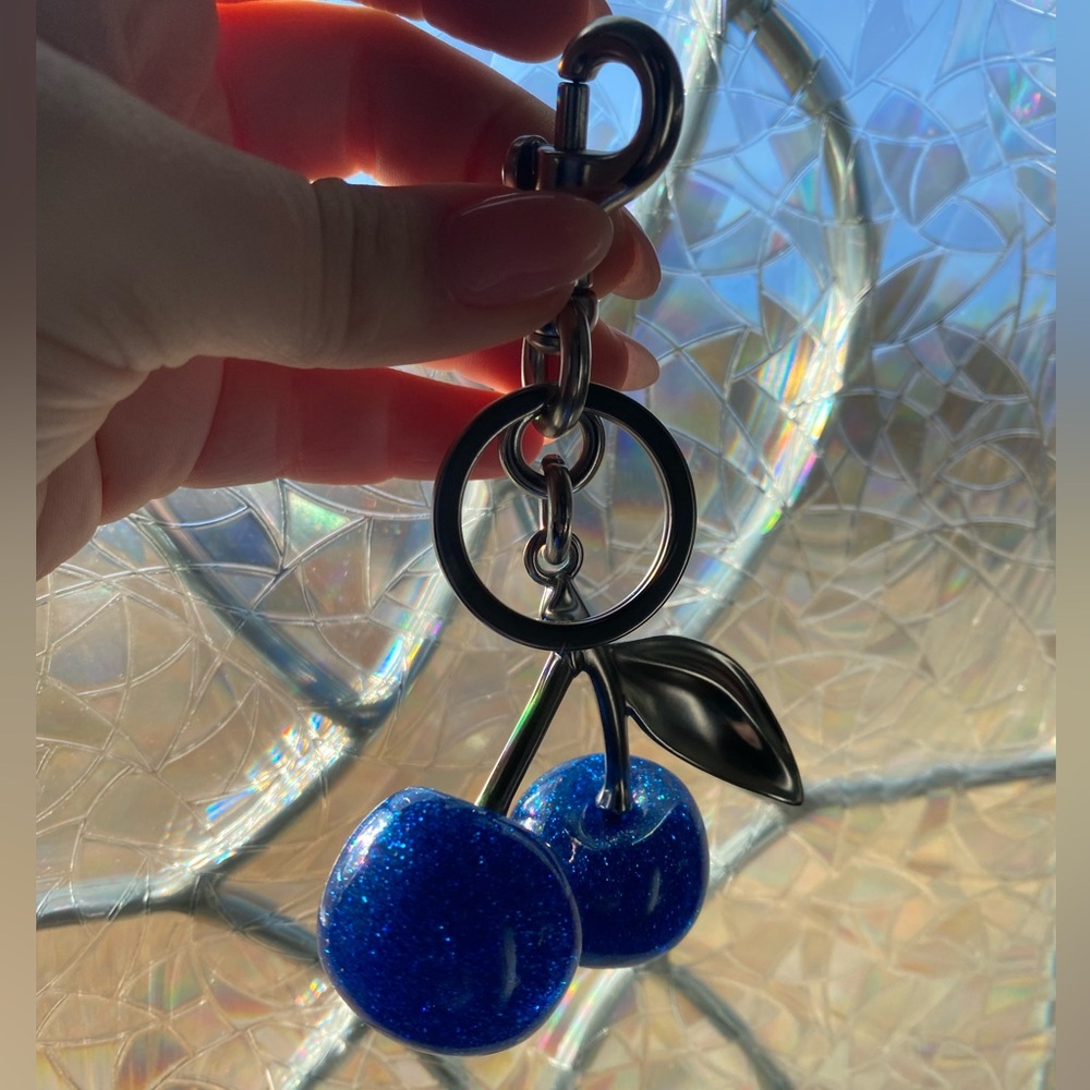 🍒 Bag Charm, Cherry Keychain Accessory Purse Charm. [blue] NWT 🍒